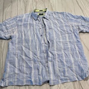 Indigo Palms linen shirt
